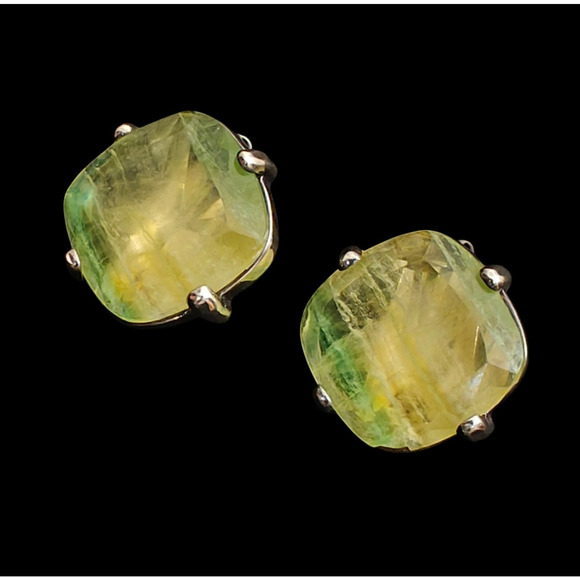 Vintage Freida Rothman Clip On Earrings Signed FR Glass Silver ? - Picture 3 of 8